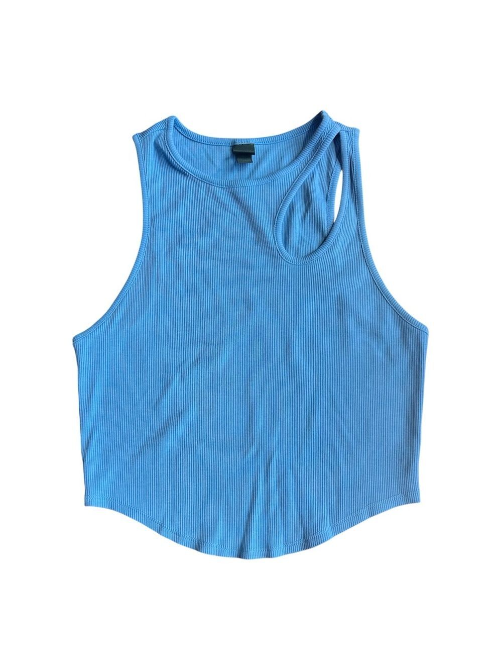 Wild Fable Blue Ribbed Scoop-Neck Tank Top With Cutout